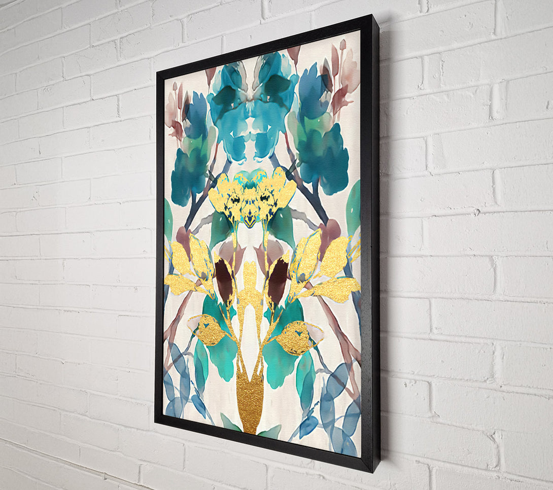  A Canvas Print of Gold And Turquoise Ink Blot Canvas Art