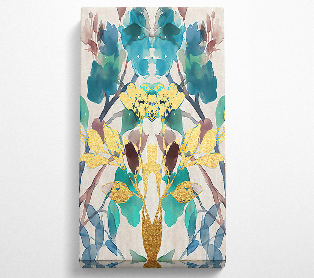  A Canvas Print of Gold And Turquoise Ink Blot Canvas Art