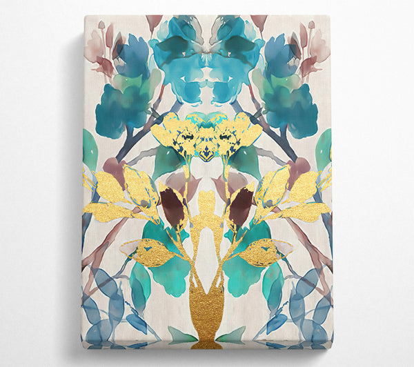  A Canvas Print of Gold And Turquoise Ink Blot Canvas Art