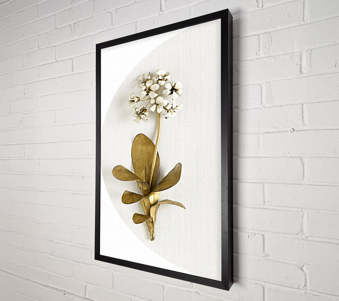  A Canvas Print of Gold And White Flower On Grey And White Canvas Print