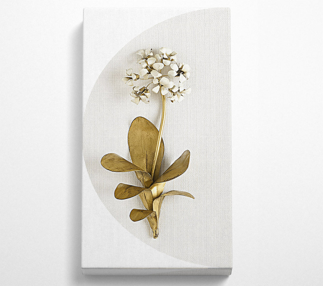  A Canvas Print of Gold And White Flower On Grey And White Canvas Print