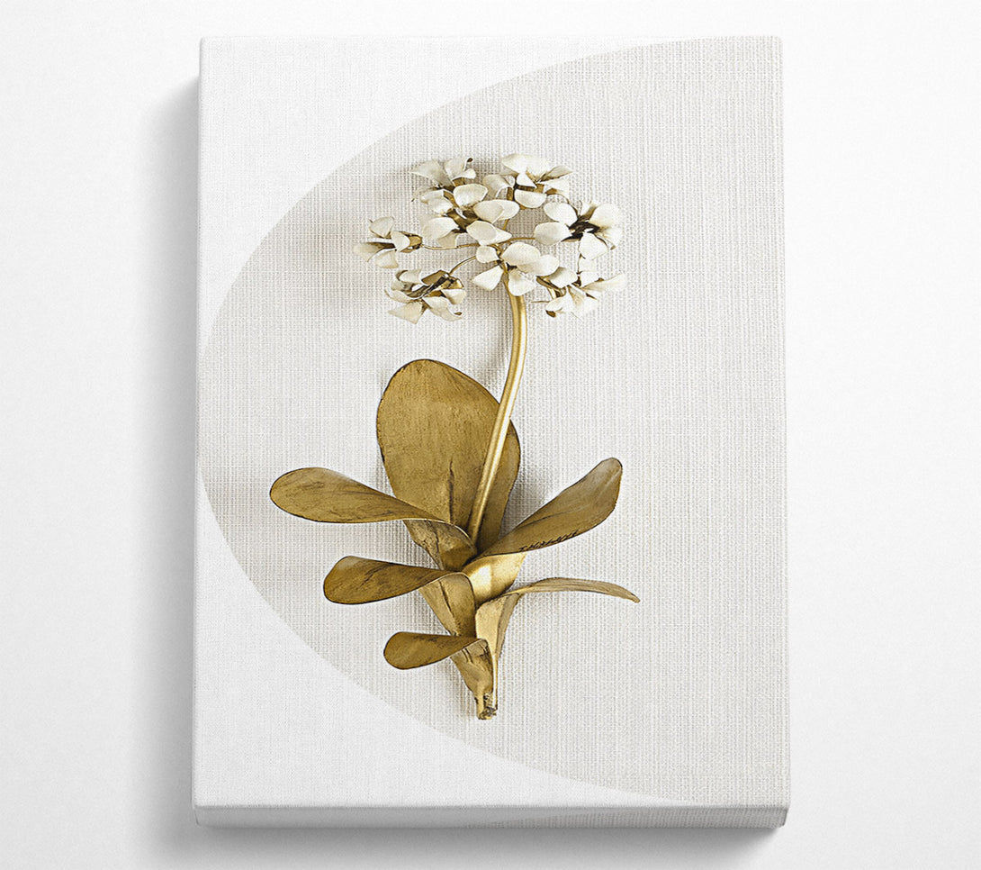  A Canvas Print of Gold And White Flower On Grey And White Canvas Print