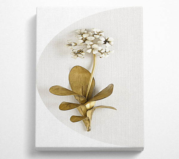  A Canvas Print of Gold And White Flower On Grey And White Canvas Print