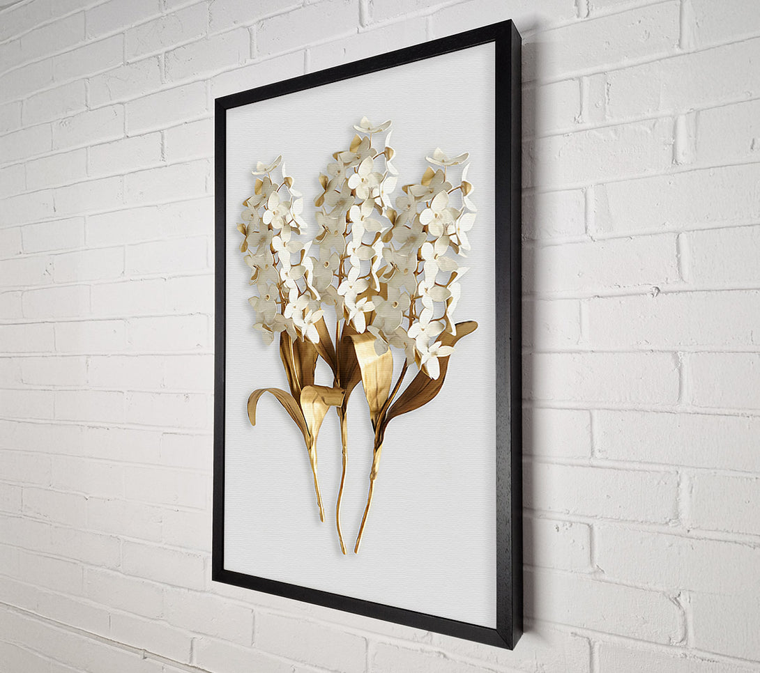  A Canvas Print of Gold And White Flowers Canvas Wall Art