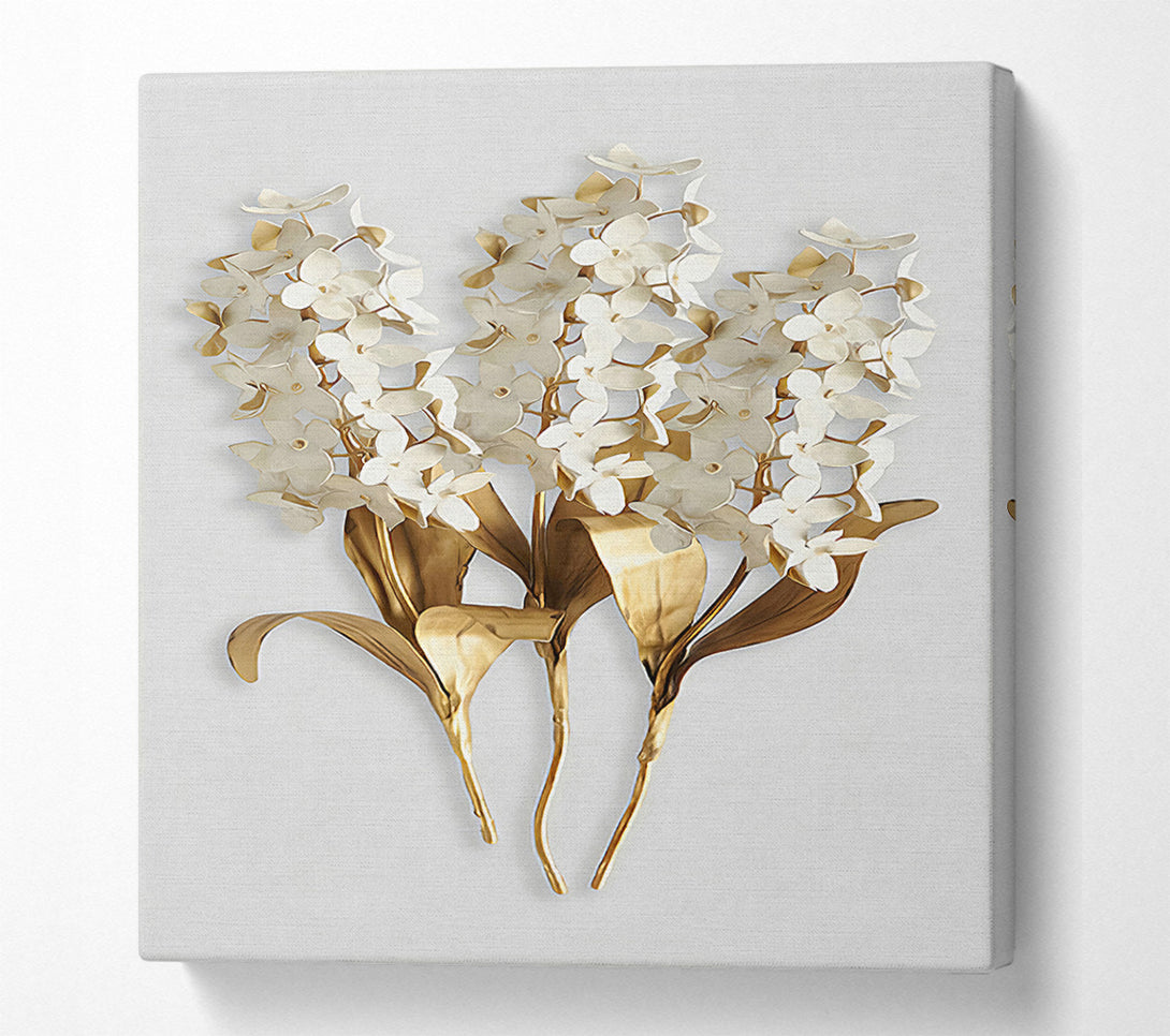  A Canvas Print of Gold And White Flowers Canvas Wall Art
