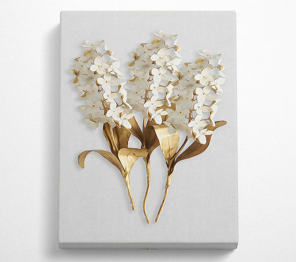  A Canvas Print of Gold And White Flowers Canvas Wall Art