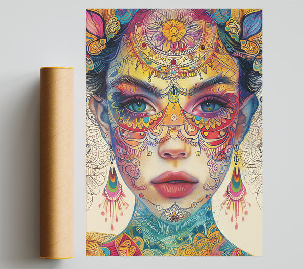 Blue Floral Tapestry Giclee Print