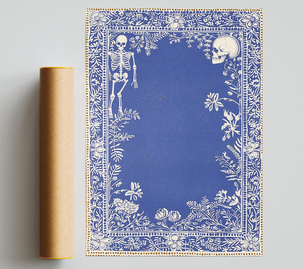 Blue Floral Frame Poster