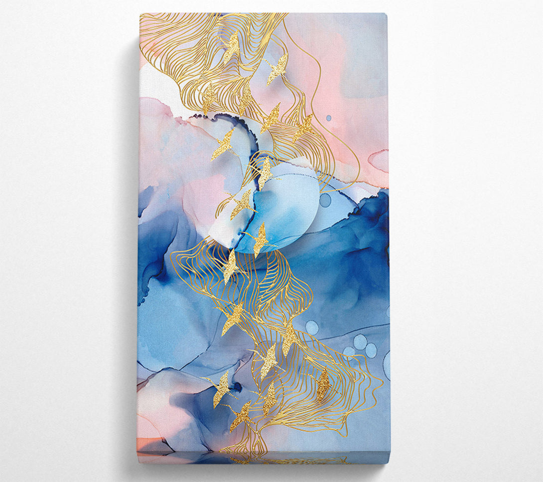  A Canvas Print of Gold Birds With Gold Lines Canvas Wall Art