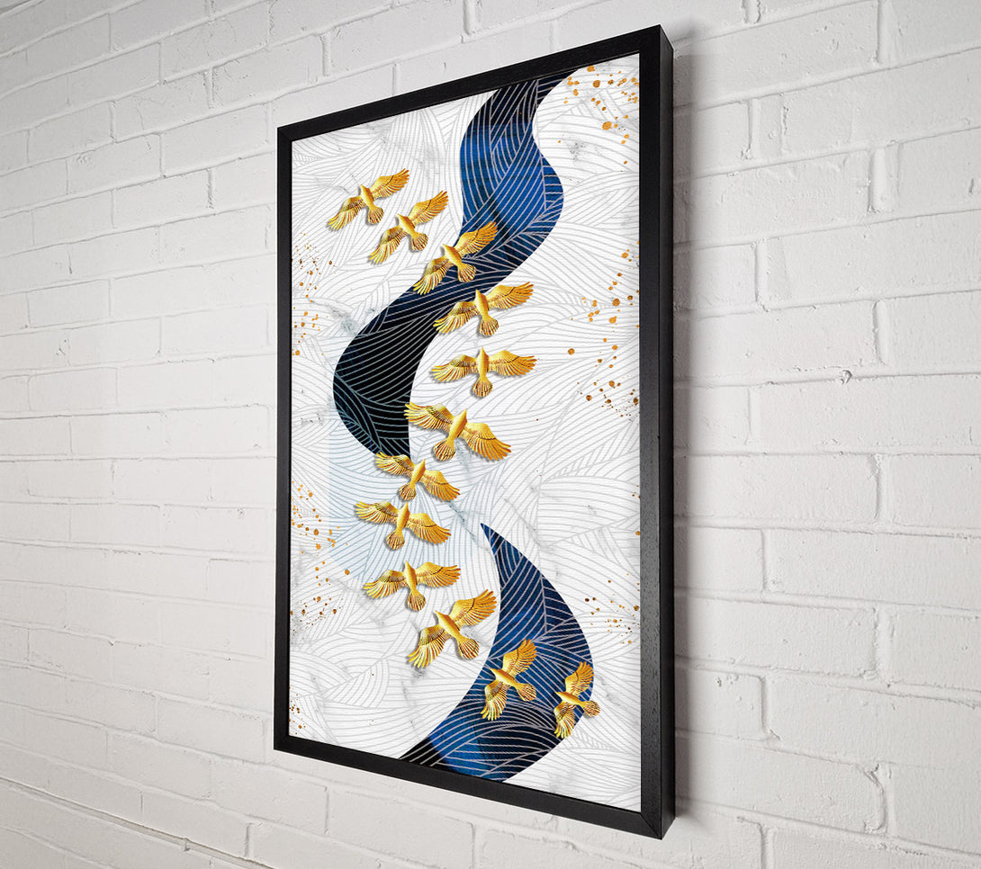  A Canvas Print of Gold Birds  Wavy Lines Canvas Art
