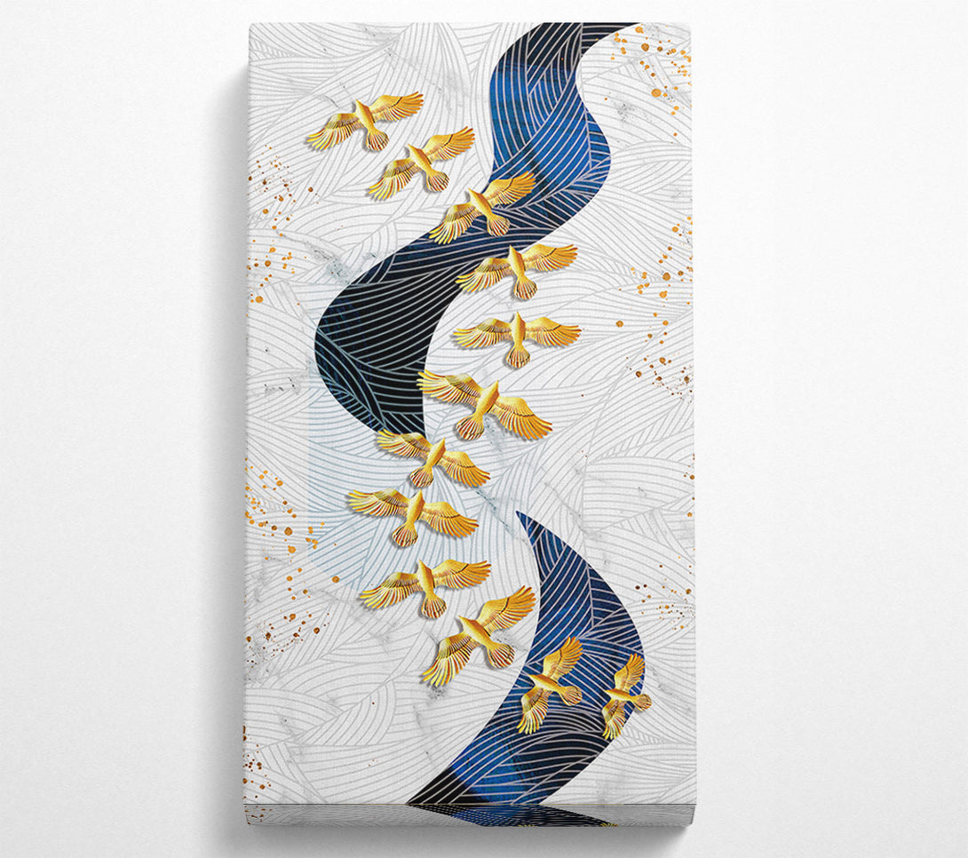  A Canvas Print of Gold Birds  Wavy Lines Canvas Art