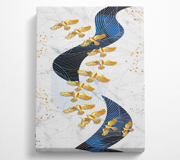  A Canvas Print of Gold Birds  Wavy Lines Canvas Art