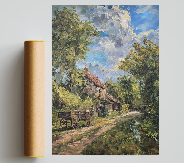 Blue Sky Country Lane Giclee Print