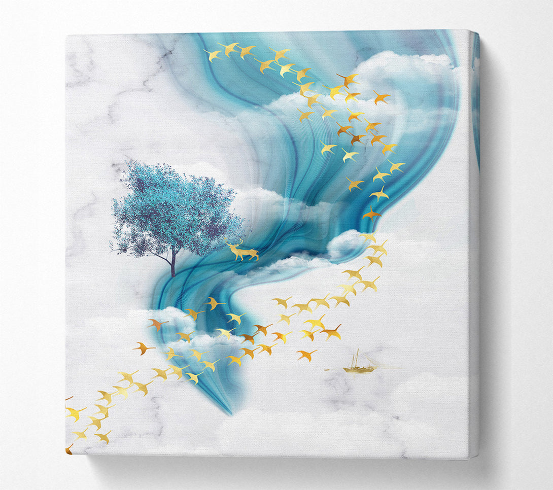  A Canvas Print of Gold Birds Canvas Art
