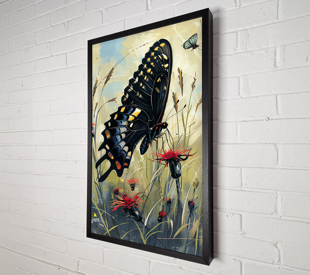  A Canvas Print of Black Butterfly Bloom Canvas Art