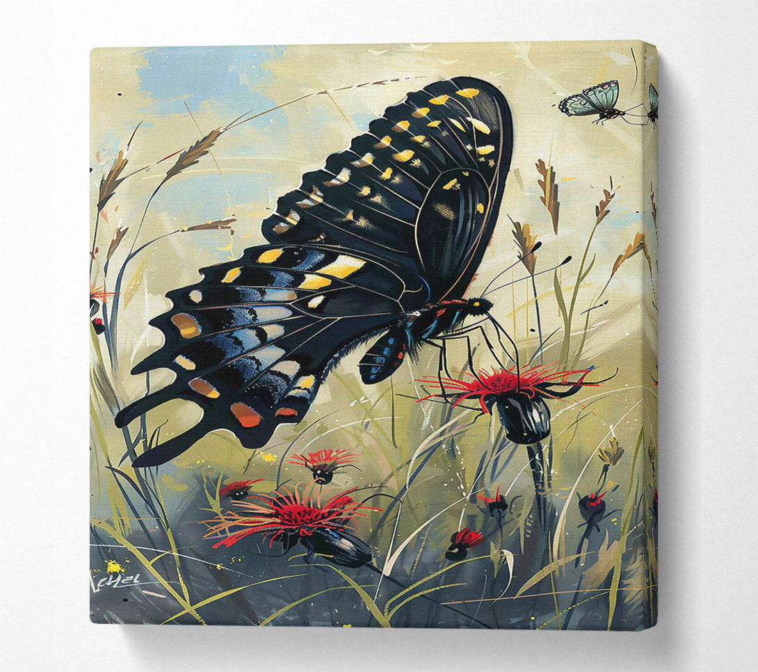  A Canvas Print of Black Butterfly Bloom Canvas Art