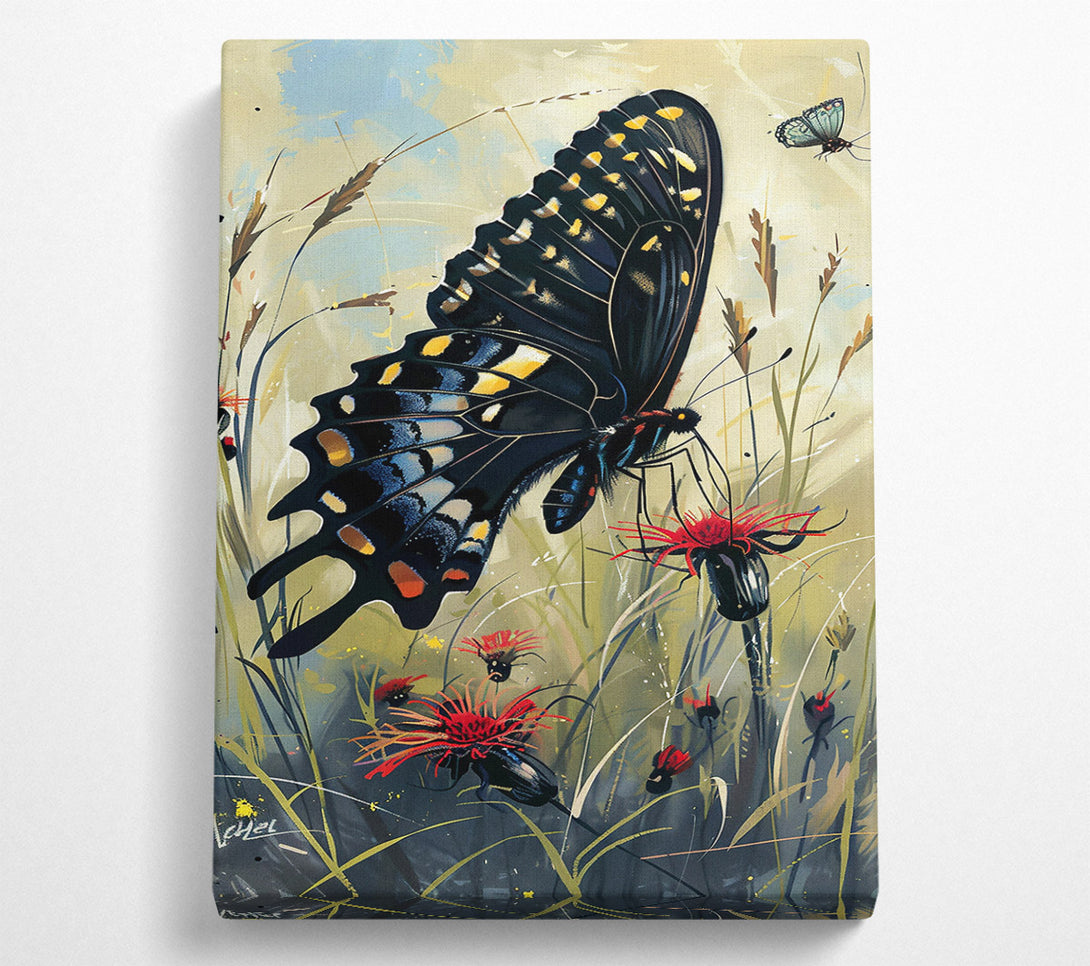  A Canvas Print of Black Butterfly Bloom Canvas Art