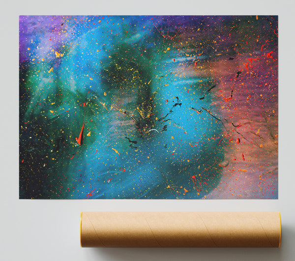 Azure & Gold Specks Poster