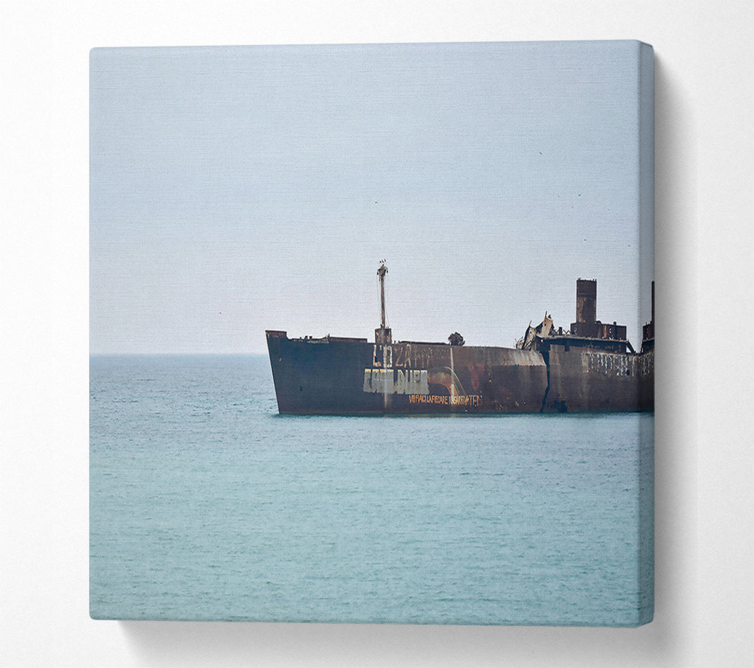  A Canvas Print of Blue Rusting Shipwreck Canvas Print