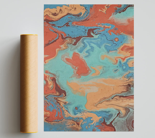 Teal Swirls And Hues Giclee Print