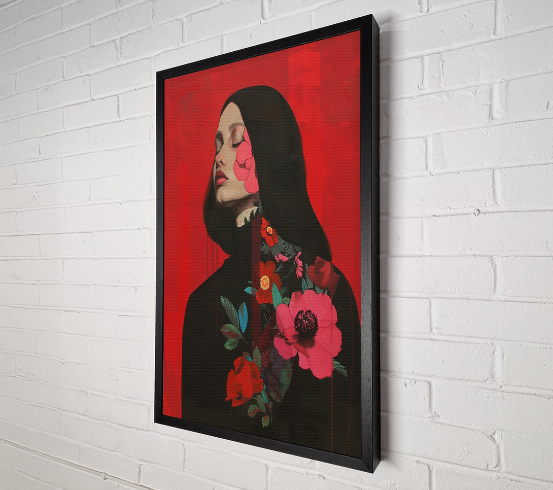  A Canvas Print of Crimson Bloom Embrace Canvas Wall Art