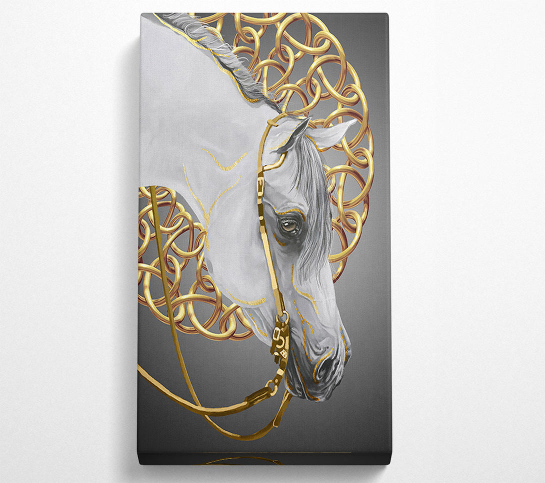  A Canvas Print of Gold Chains On White Horse Canvas Art