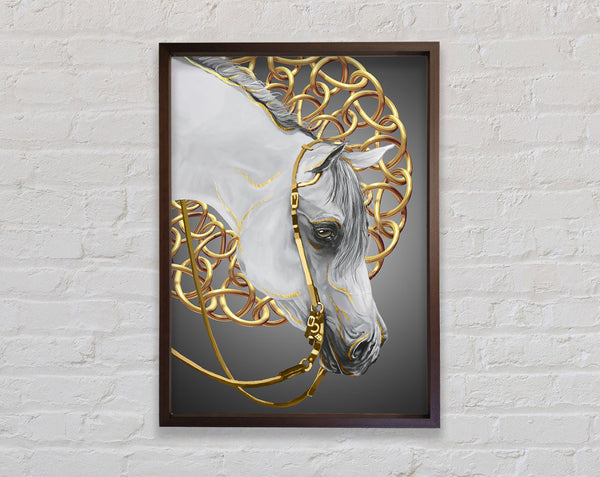 Gold Chains On Walnut Horse Framed Print