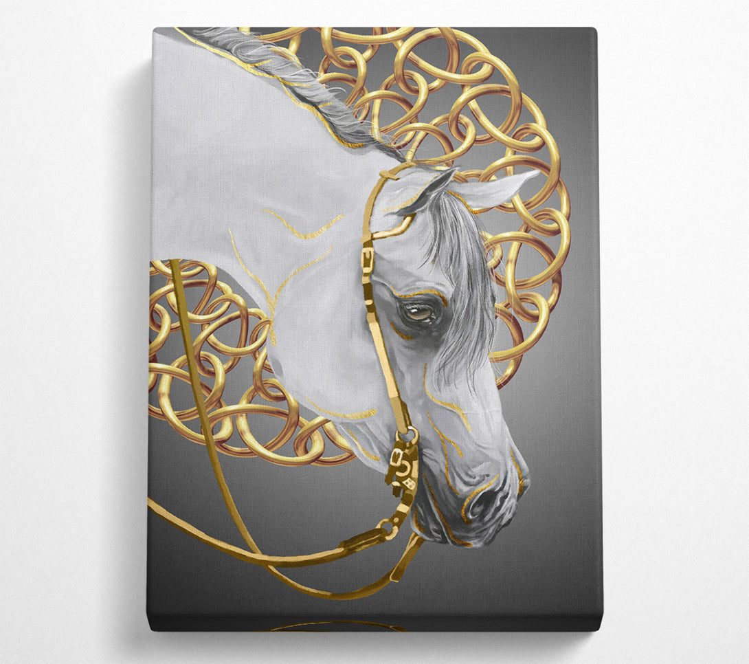  A Canvas Print of Gold Chains On White Horse Canvas Art