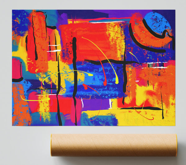 Red, Yellow, And Blue Lines Print