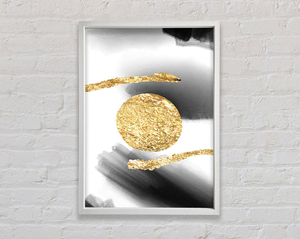 Gold Circle  White And White Framed Print