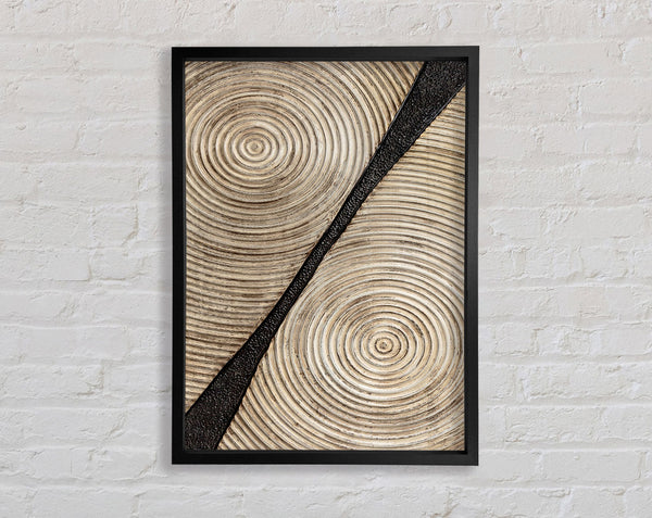 Gold Circles With Black Framed Print
