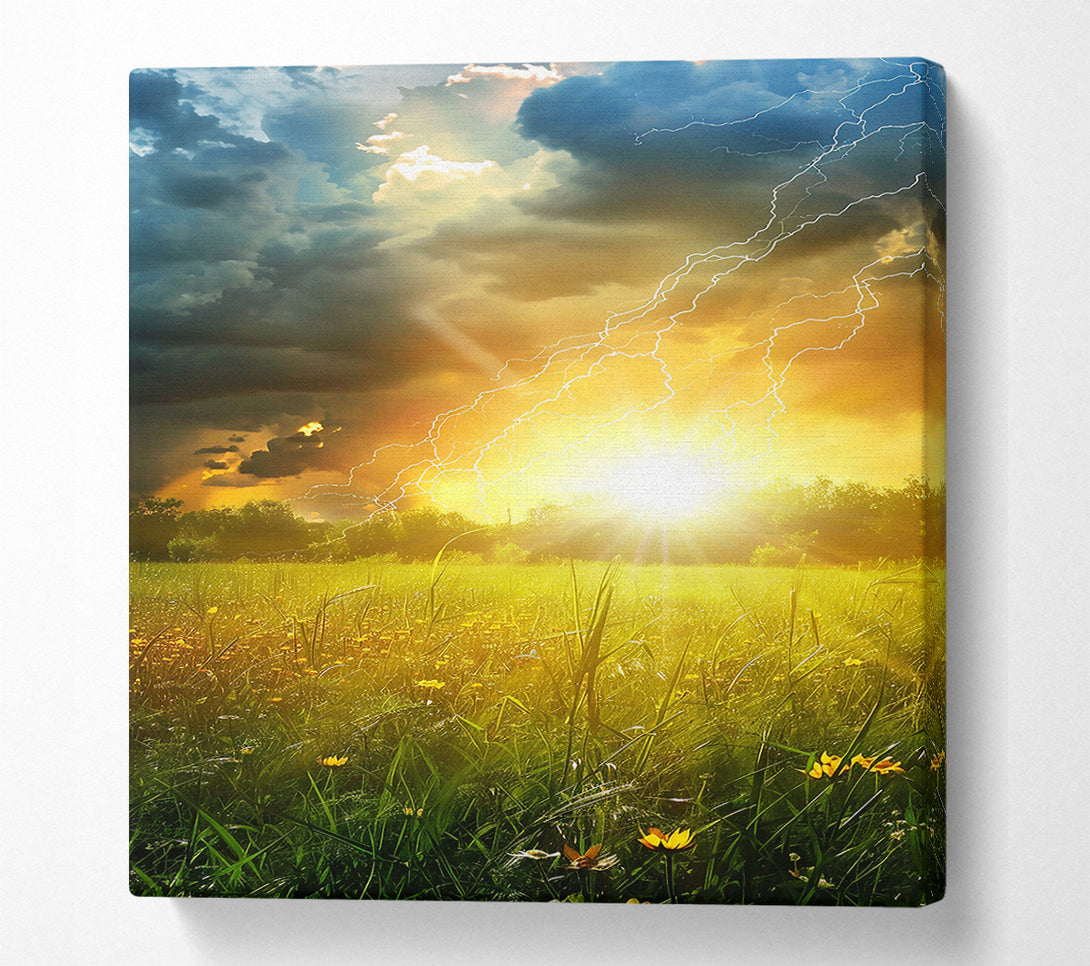 A Canvas Print of Golden Field Thunderstorm Canvas Wall Art