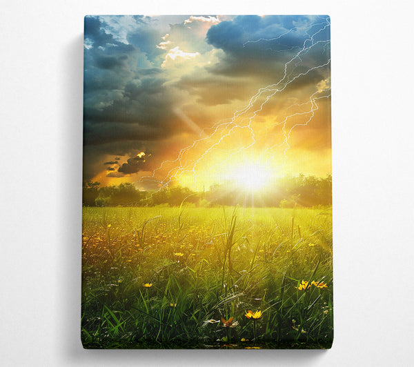  A Canvas Print of Golden Field Thunderstorm Canvas Wall Art