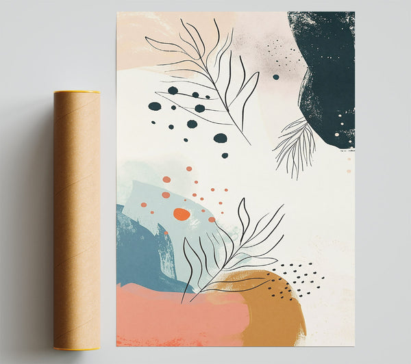 Coral And Teal Abstraction Poster