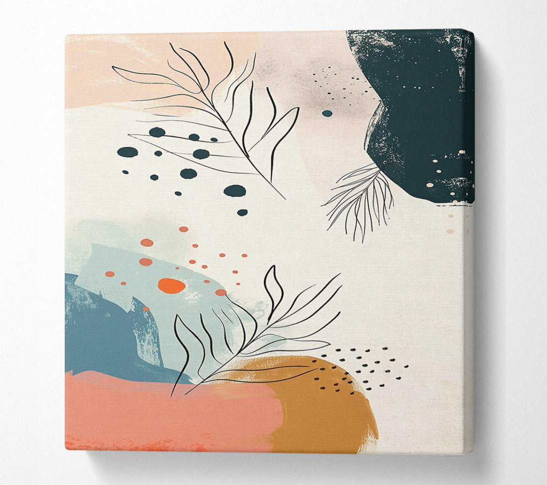  A Canvas Print of Coral And Teal Abstraction Canvas Print