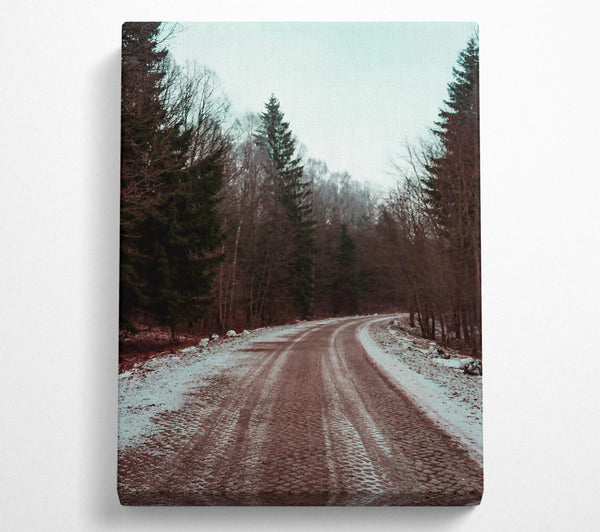  A Canvas Print of Brown Road Through Snow Canvas Wall Art