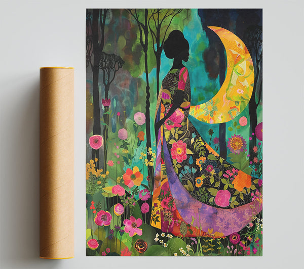 Golden Moonlit Garden Poster