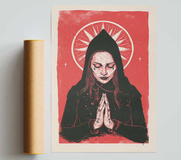 Crimson Haloed Prayer Giclee Print