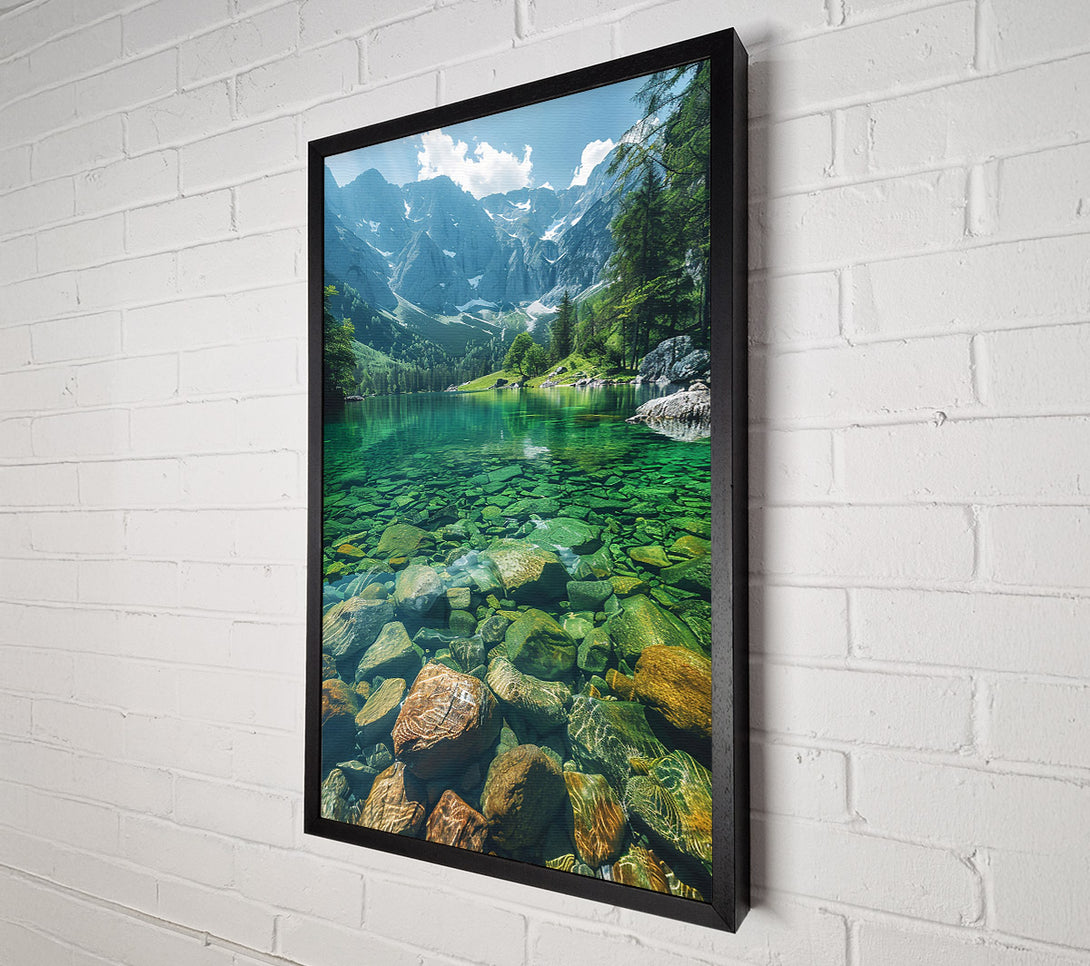  A Canvas Print of Emerald Mountain Lake Canvas Wall Art