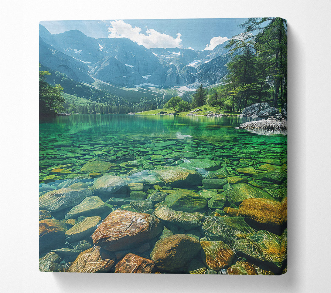  A Canvas Print of Emerald Mountain Lake Canvas Wall Art