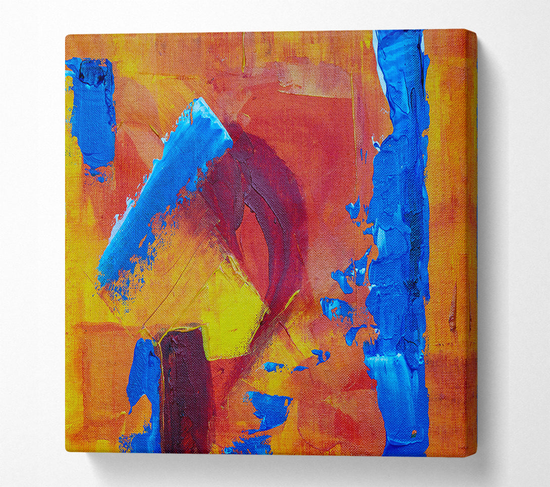  A Canvas Print of Orange And Blue Strokes Canvas Wall Art