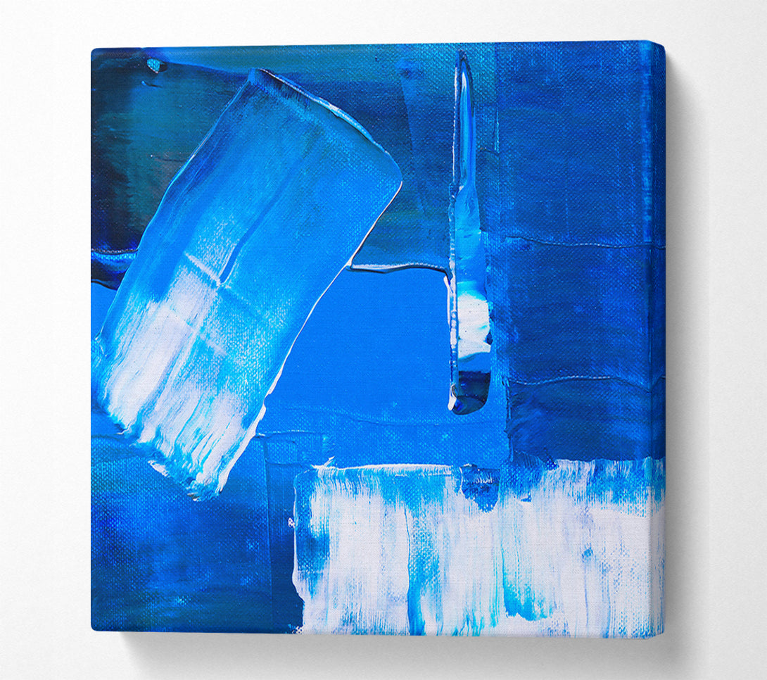  A Canvas Print of Azure Abstract Strokes Canvas Wall Art