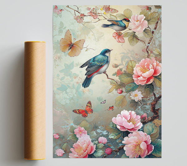 Pink Floral Harmony Giclee Print