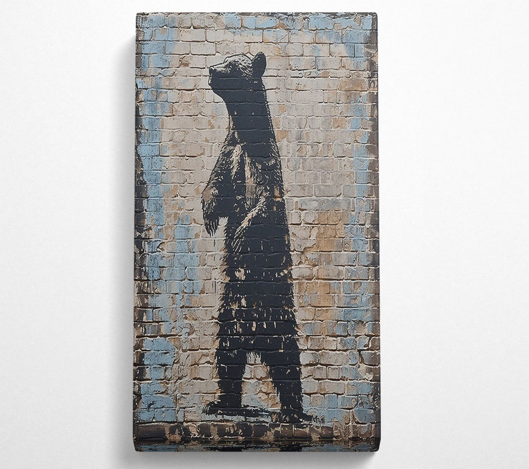  A Canvas Print of Black Bear On Brick Wall Canvas Print