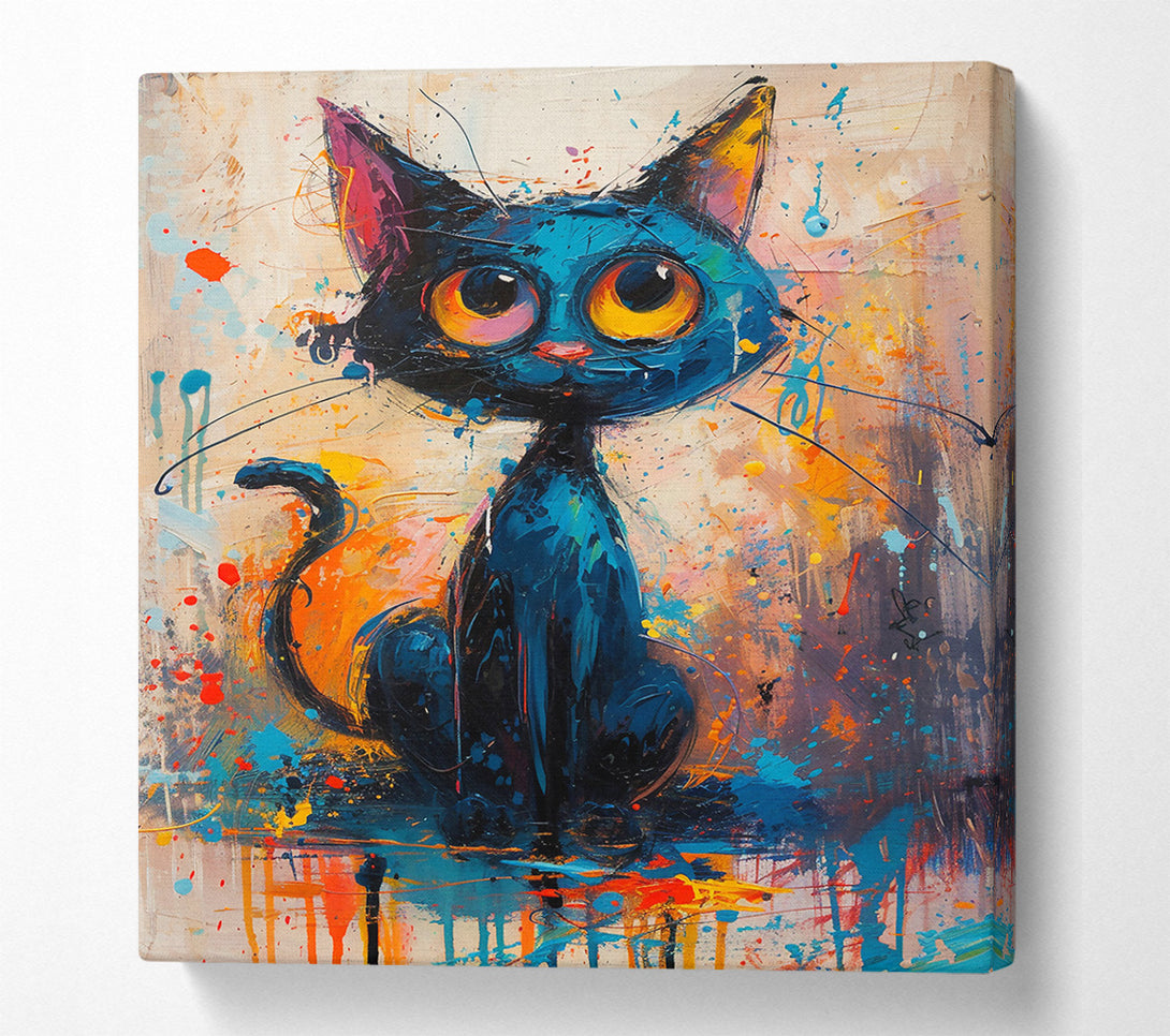  A Canvas Print of Azure Feline Gaze Canvas Art