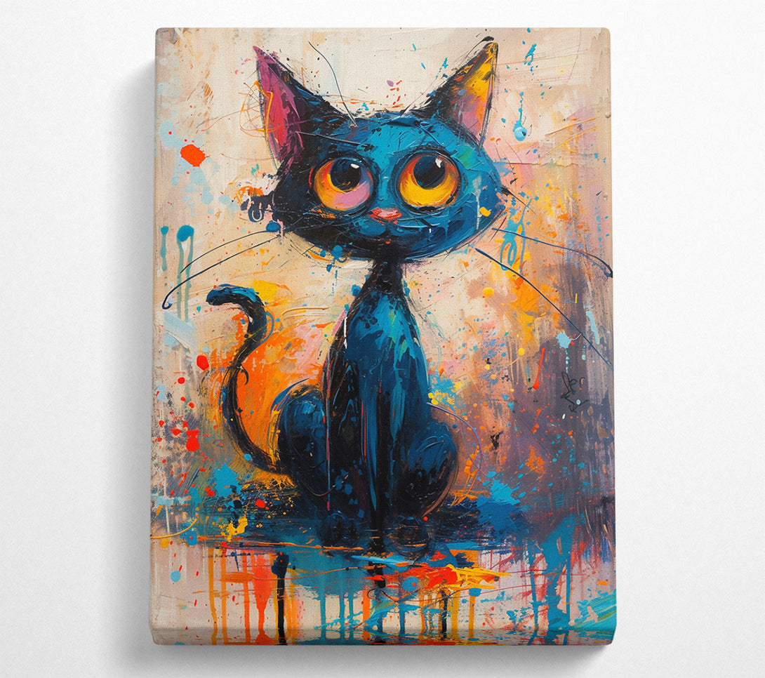  A Canvas Print of Azure Feline Gaze Canvas Art