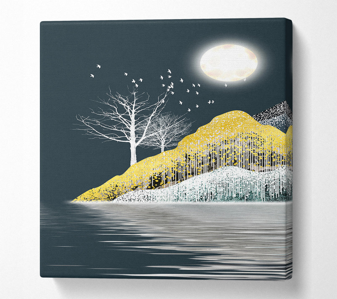  A Canvas Print of Gold Drip Hill Canvas Wall Art
