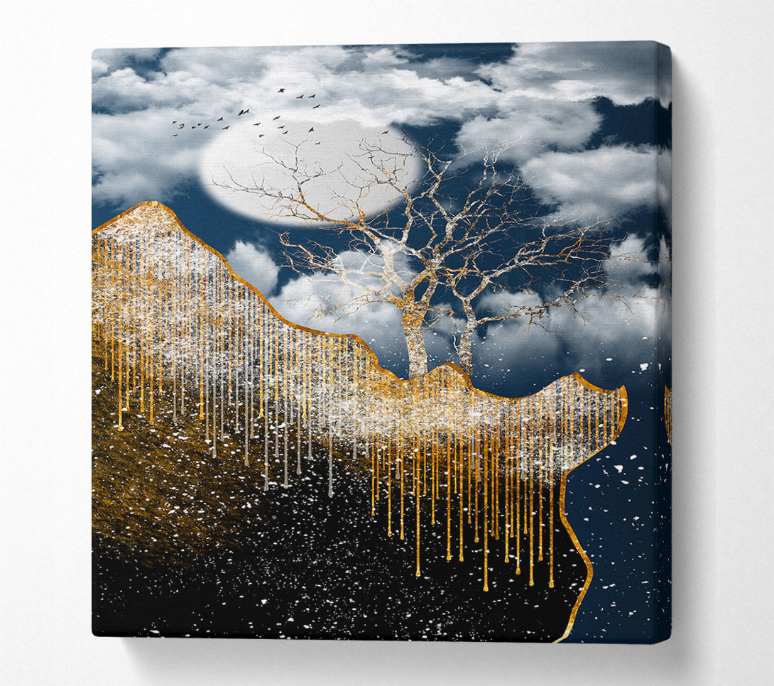  A Canvas Print of Gold Drip Hilltop Canvas Print