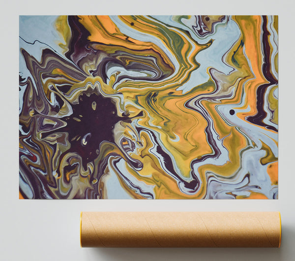 Golden Swirls And Shadows Print