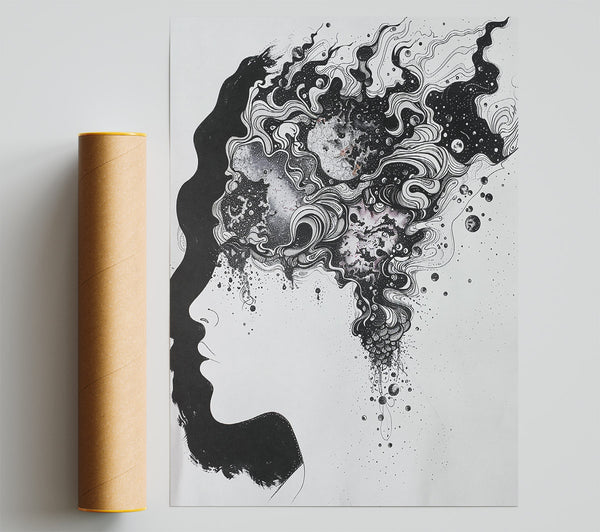 Black Cosmic Silhouette Poster
